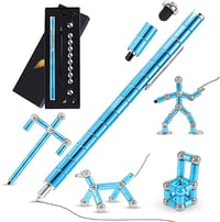 Magnetic constructible toy pen metallic Turquoise colour