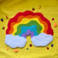 Image 1 of Bright Wonky Rainbow Tufted Wall Hanging