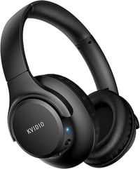 KVIDIO Bluetooth Headphones Over Ear 65 Hours Playtime Wireless Headphones with Microphone, Foldable