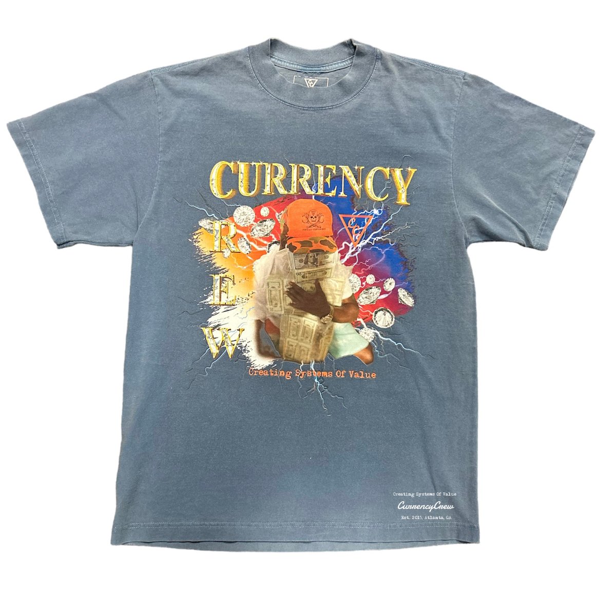 Image of Currency Crew x RMG Hug Money Tee Blue