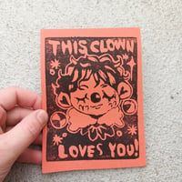 Image 1 of Clown Postcard Linocut 