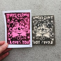 Image 2 of Clown Postcard Linocut 
