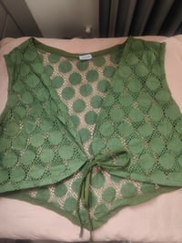 Image 3 of Boho lace waistcoat / top ARMY GREEN 