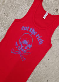 Image 2 of Eat The Rich skull vest in red