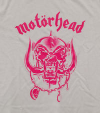Image 2 of Motorhead Neon pink on white tees