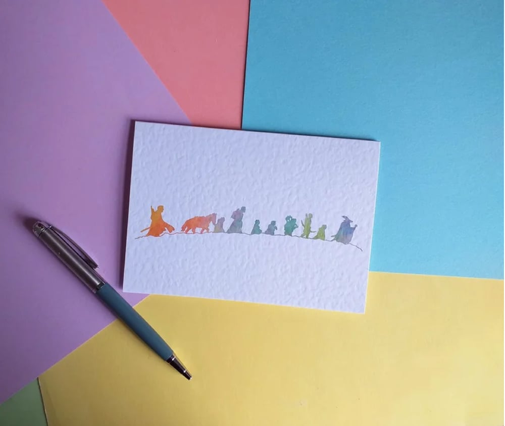 Image of Lord of the Rings Fellowship A6 card with envelope - Christmas, birthday, wedding, and other options