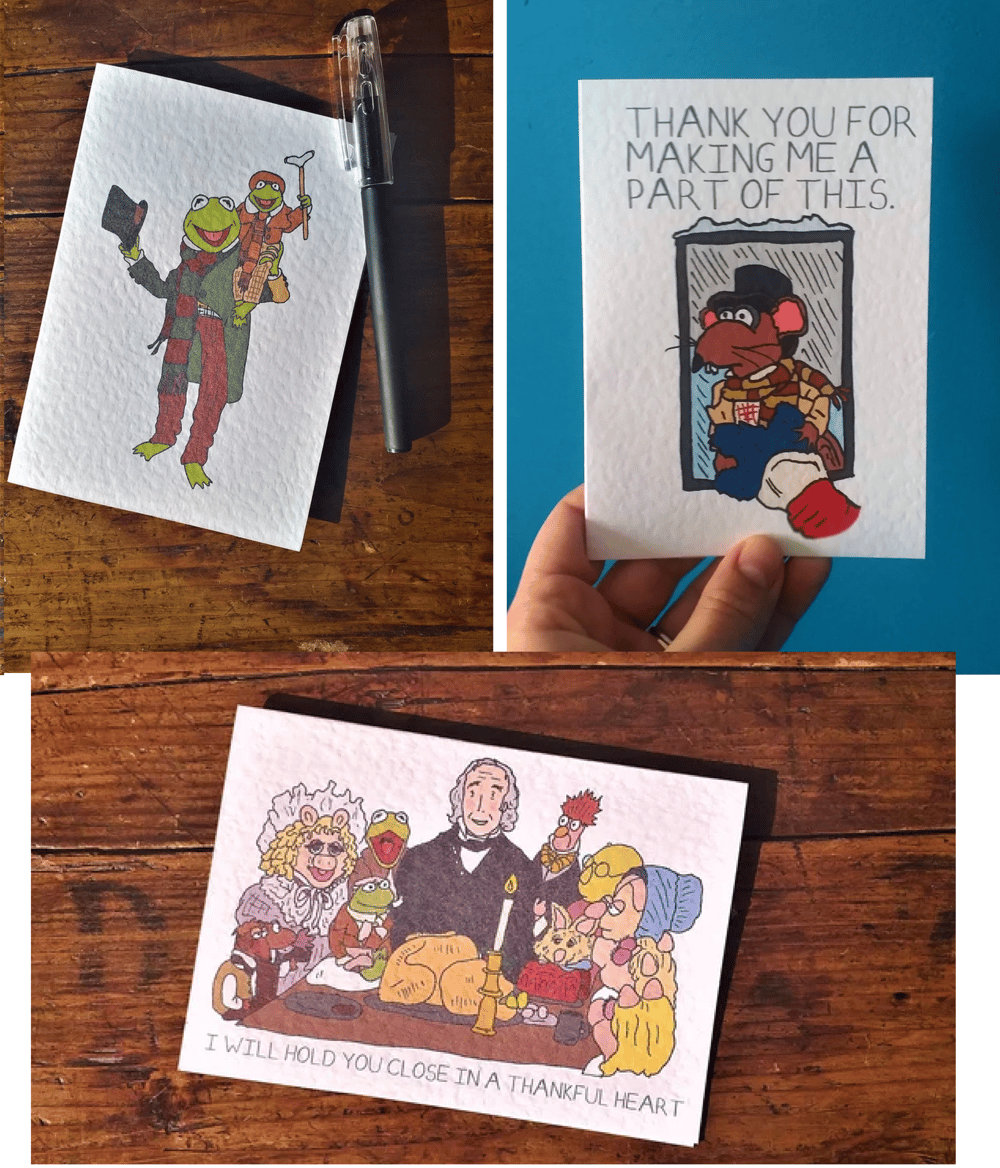 Image of Muppet Christmas Carol A6 greeting cards - various!