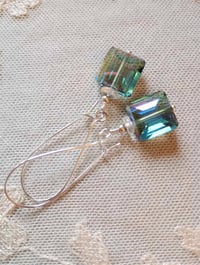 Image 7 of Crystal Squares Long Dangle Earrings