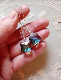 Image 2 of Crystal Squares Long Dangle Earrings