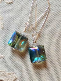 Image 5 of Crystal Squares Long Dangle Earrings