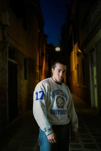 Image 17 of Work Hard College Crewneck - ice grey