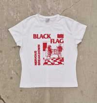 Image 1 of White Black Flag one off Nervous Breakdown womans tee
