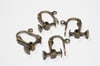 Deco Flower Czech Glass Earrings, Aqua & Bronze, Pierced or Clip On 