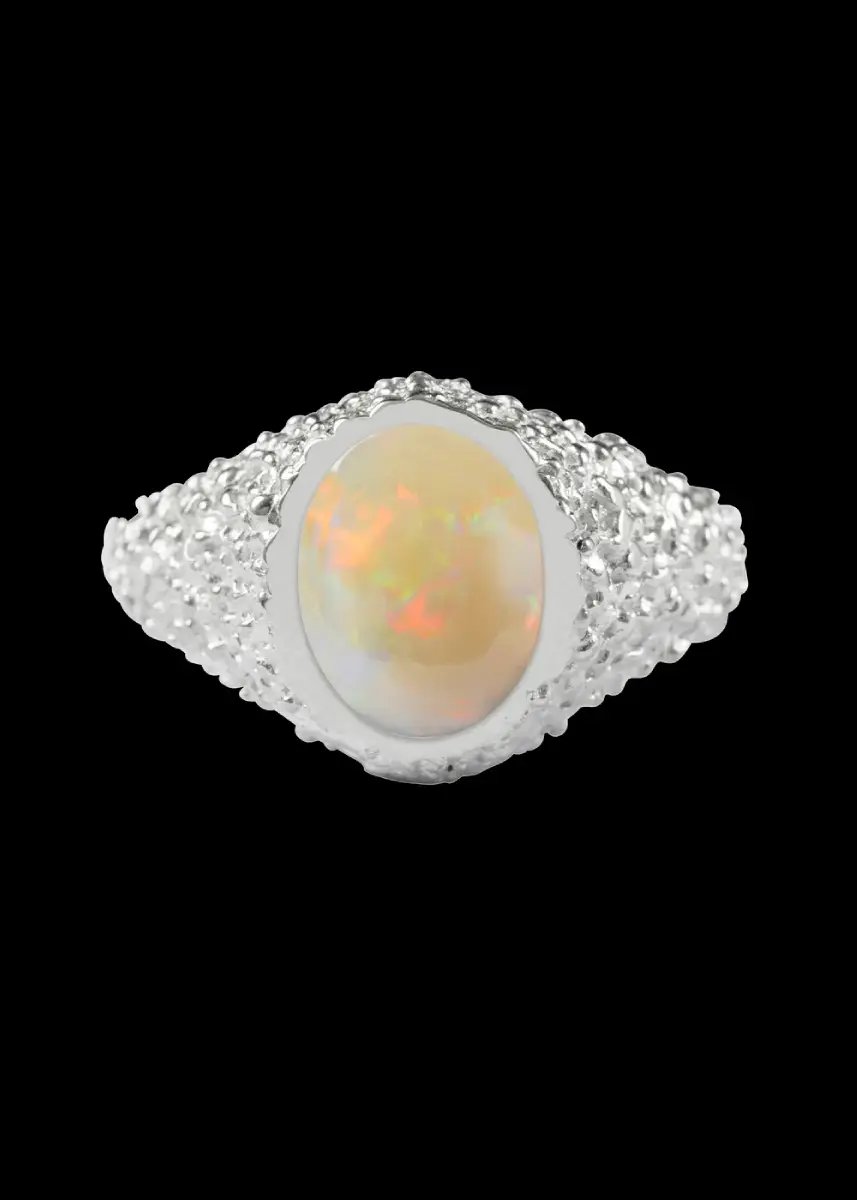 Image of WHITE OPAL ORE RING