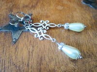 Image 10 of Art Deco Flourish Pearl Teardrop Earrings, White Ivory