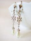 Art Deco Flourish Pearl Teardrop Earrings, White Ivory