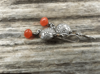 Image 2 of Floral Karen Hill Tribe and carnelian earrings/ n14