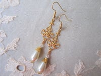 Image 6 of Baroque Pearl Teardrop & Crystal Earrings, Pierced or Clip On 