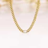 Image 1 of Cuban Link Solitaire Necklace