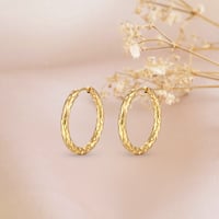 Image 1 of Textured Hoop Earrings 