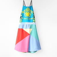 Image 5 of rainbow patchwork mix adult M medium colorblock tank adjustable courtneycourtney sundress dress