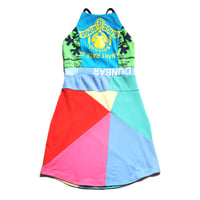 Image 1 of rainbow patchwork mix adult M medium colorblock tank adjustable courtneycourtney sundress dress