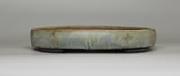 Image 1 of Oval bonasi pot in a blue/grey glaze. 347x263mm