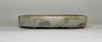 Image 2 of Oval bonasi pot in a blue/grey glaze. 347x263mm