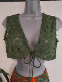 Image 1 of Boho lace waistcoat / top ARMY GREEN 
