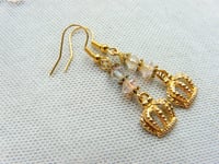 Image 8 of Vintage Crystal Golden Crown Earrings, Pierced or Clip On