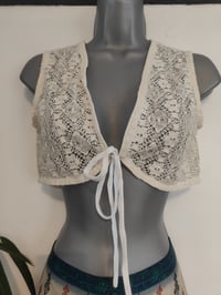 Image 2 of Boho lace waistcoat / top CREAM