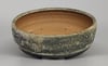 Round bonsai pot in a green/cream matte glaze. D.272mm