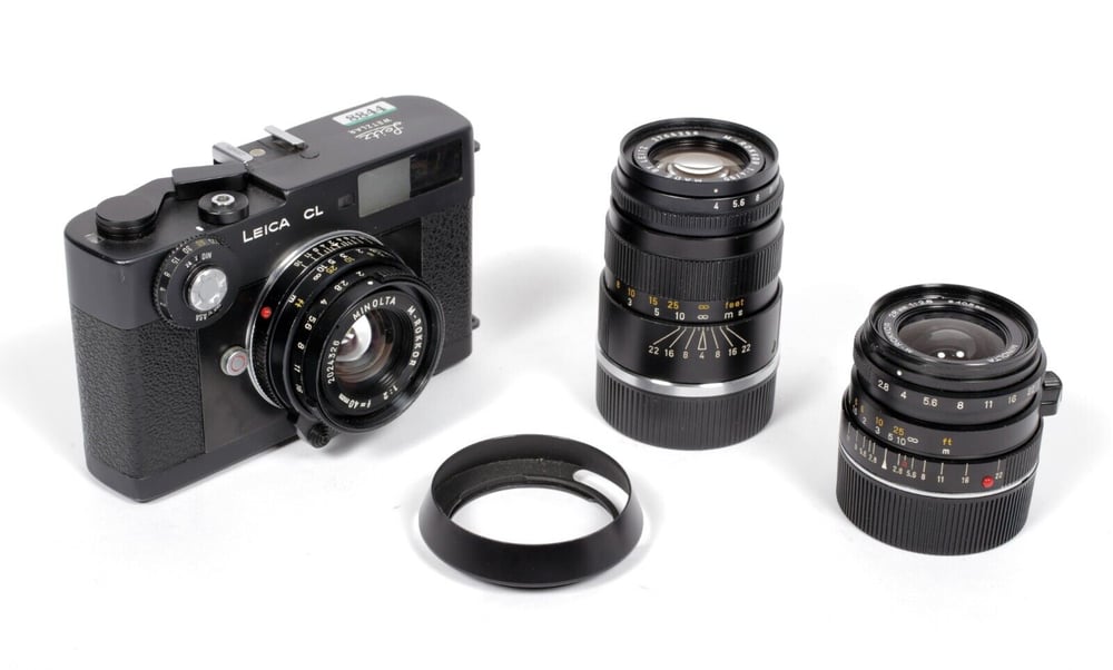 Image of Leica CL 35mm camera with Rokkor/Leitz 28mm 40mm 90mm lenses CLA 2023 #8844