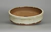 Round bonsai pot in a matte white glaze. D.254mm