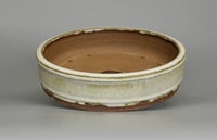 Image 4 of Round bonsai pot in a matte white glaze. D.254mm