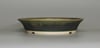 Round bonsai pot in a crystalline green glaze. D.237mm