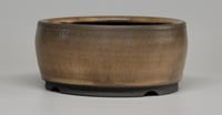 Image 2 of Round bonsai pot in a matte tan glaze. D.140mm