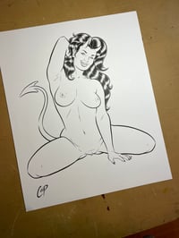 Image 2 of CURVY SEATED DEVIL GIRL Original art