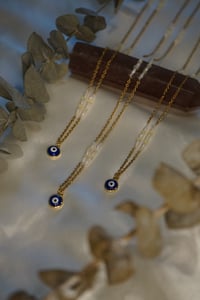 Image 1 of Ethiopian Opal & Freshwater Pearl Evil Eye Necklace