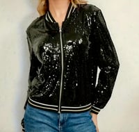 Image 2 of Black Fleur de Lis Sequin Jacket 