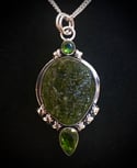 Moldavite and Peridot Necklace 