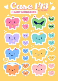 Image 1 of CASE 143 HEART MONSTER STICKER SHEET