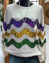 Image 1 of Mardi Gras Wavy Sequins Sweatshirt