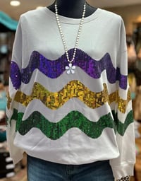 Image 2 of Mardi Gras Wavy Sequins Sweatshirt