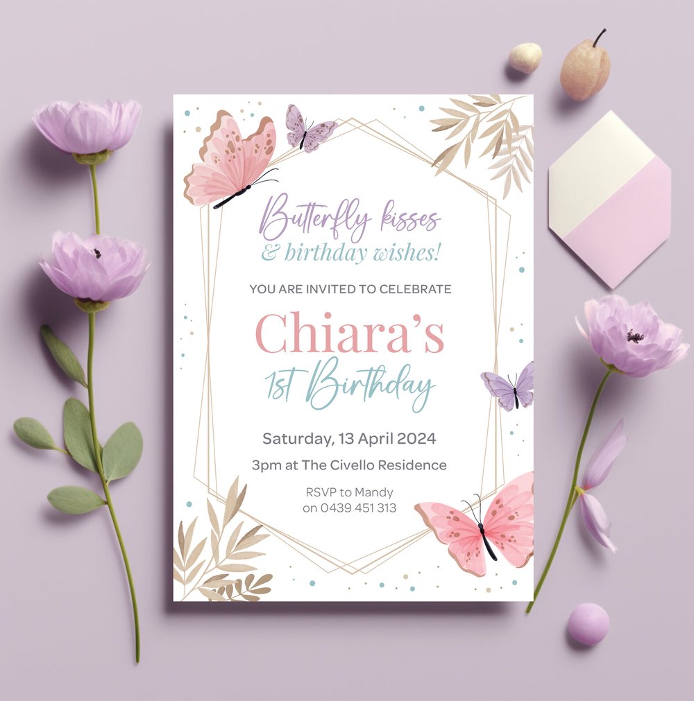 Image of Butterfly Kisses Invitation