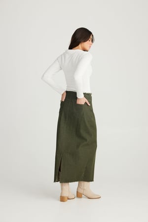 Image of Macey Skirt. Olive. By Talisman the Label.