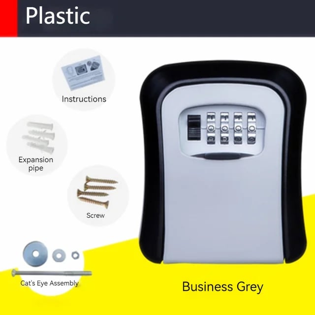 Wall Mount Key Lock Box 4 Digit Password Code Security Lock No Key for Home Office Key Safe box