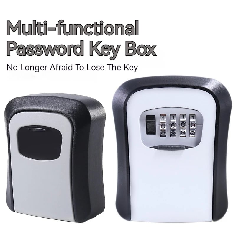 Wall Mount Key Lock Box 4 Digit Password Code Security Lock No Key for Home Office Key Safe box