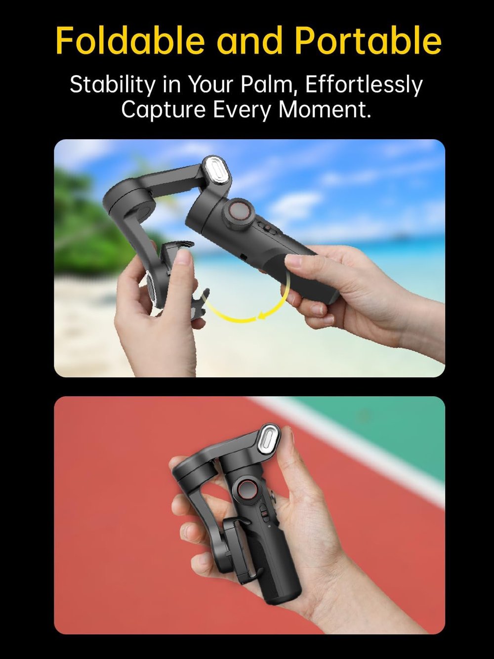 AOCHUAN 3-Axis Gimbal Stabilizer for Smartphone, Gimbal w/RGB Magnetic, Upgraded Face Tracer