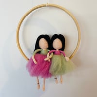 Image 1 of Sisters (Black Hair, Pink and Sage)